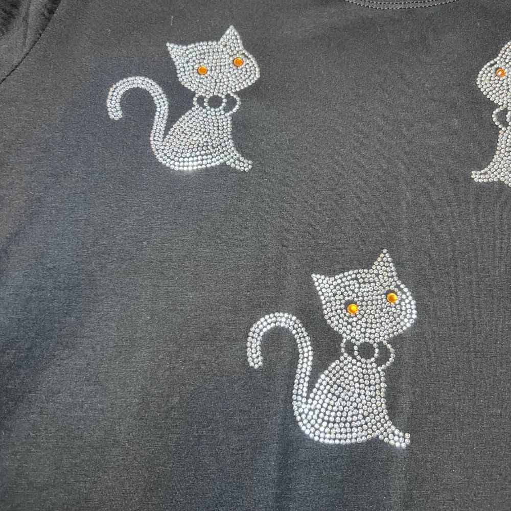 Catalog Favorites Rhinestone Cat Shirt Womens Large Long Sleeve Pets Cute Kitten - Picture 8 of 11